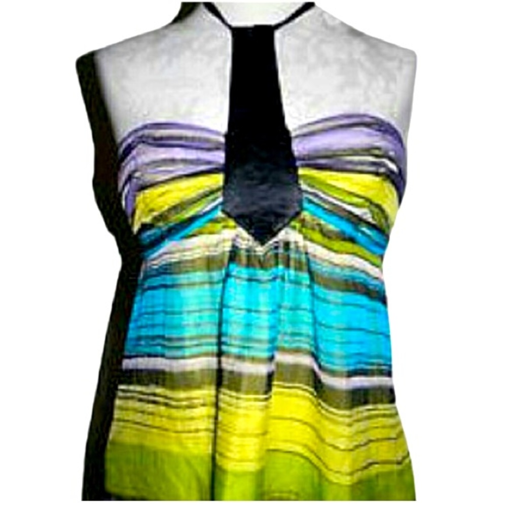 Bebe Striped Silk Halter Top SUMMER FESTIVAL Small